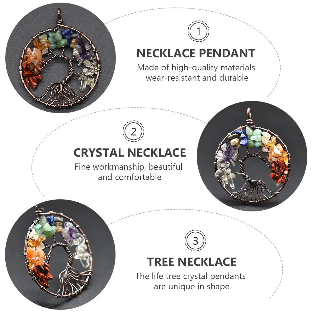 

2pcs Colorful Crystal Tree Necklace Pendants Stylish Fashion Jewelry Gift Creative Neck Decoration Durable Wear-Resistant