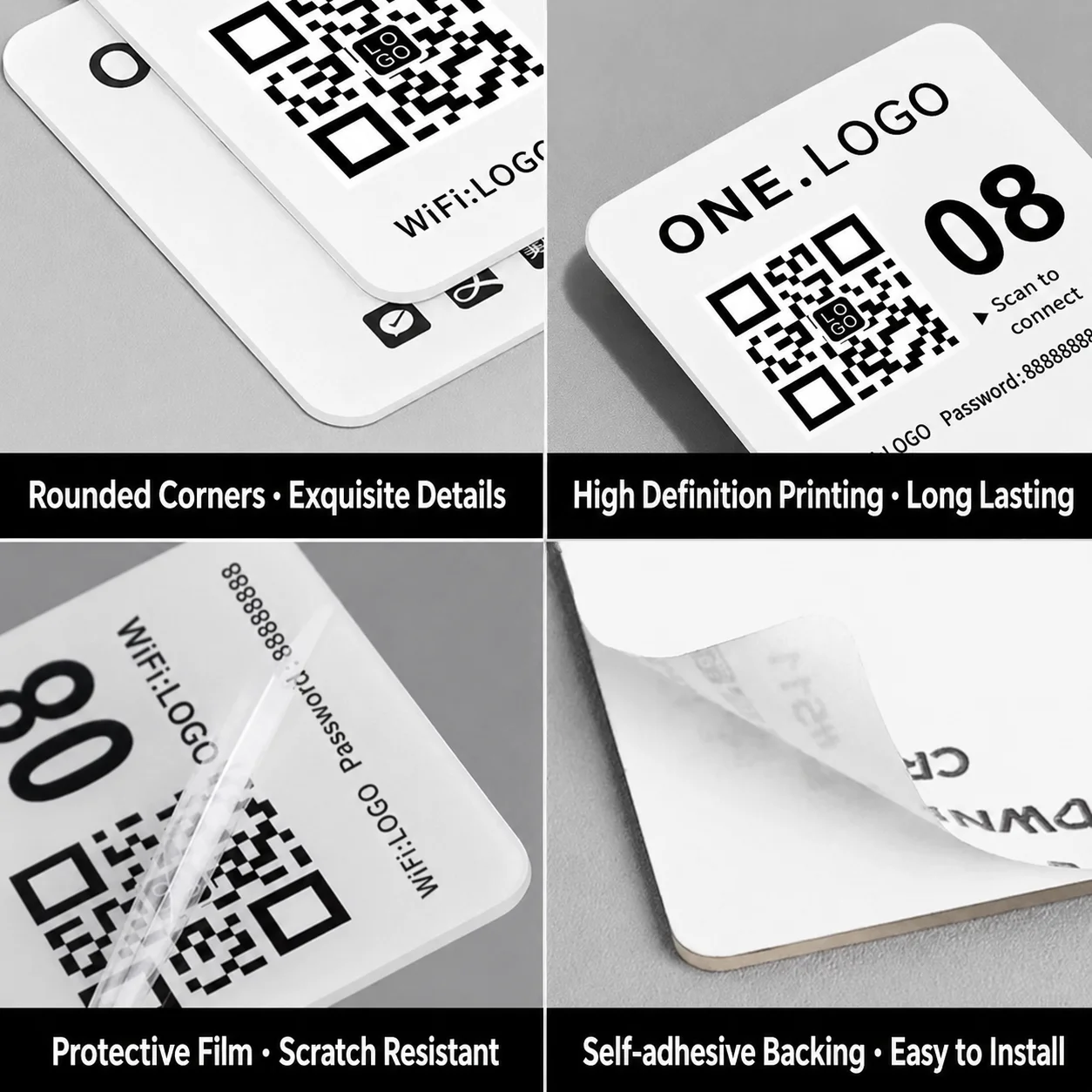Customized Waterproof and Oil-Proof Acrylic Qr Code Menu for Ordering, Contactless Menu for Restaurants, Hotels, Bars, Personalized Qr Code Signs, Qr Code Table Stickers, Restaurant Hot Pot and Barbecue Table Number Signs