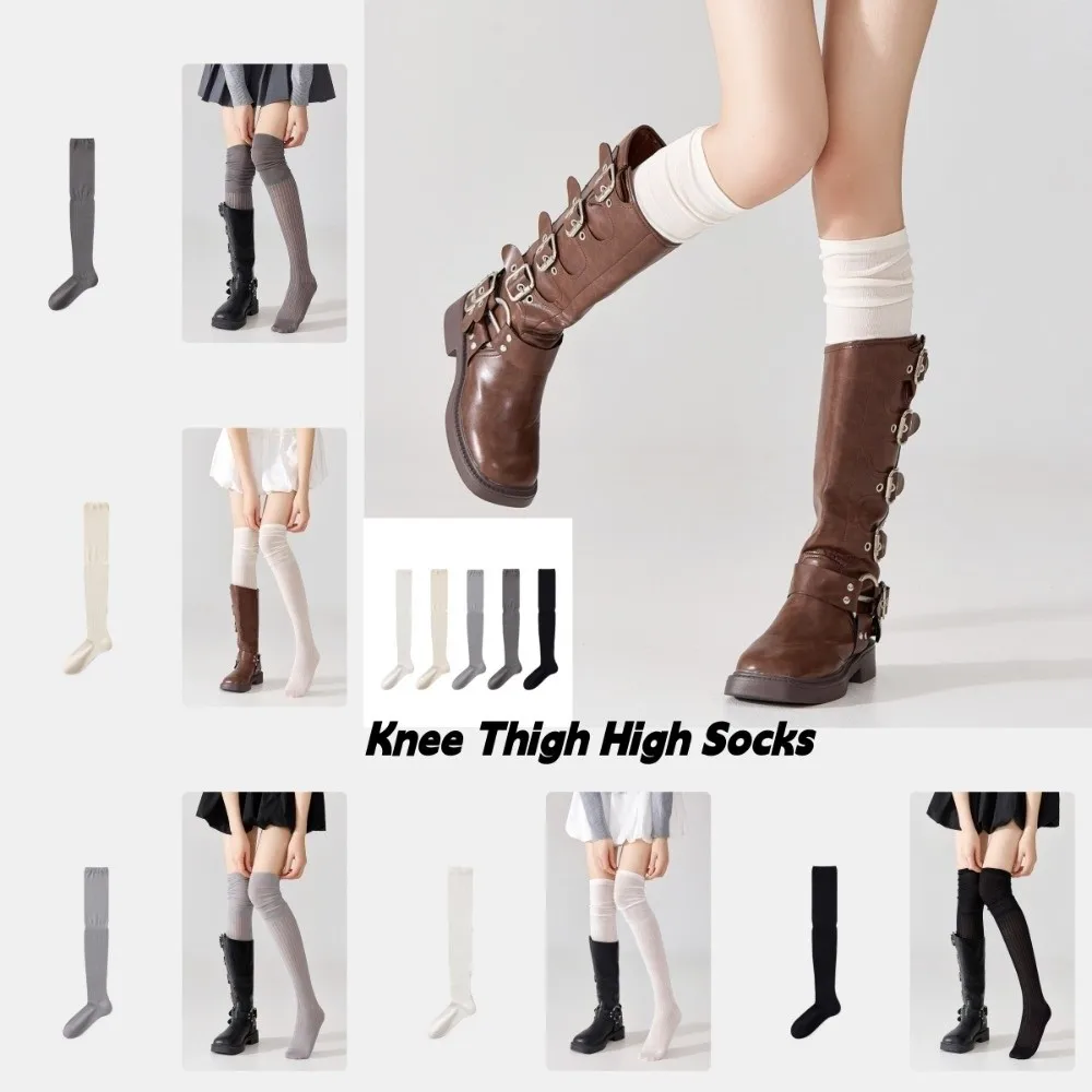 Soft Women Mulberry Silk Stockings Comfortable Ultra-thin Thin Long Socks Calf Pile Socks Solid Color Knee Thigh High Socks