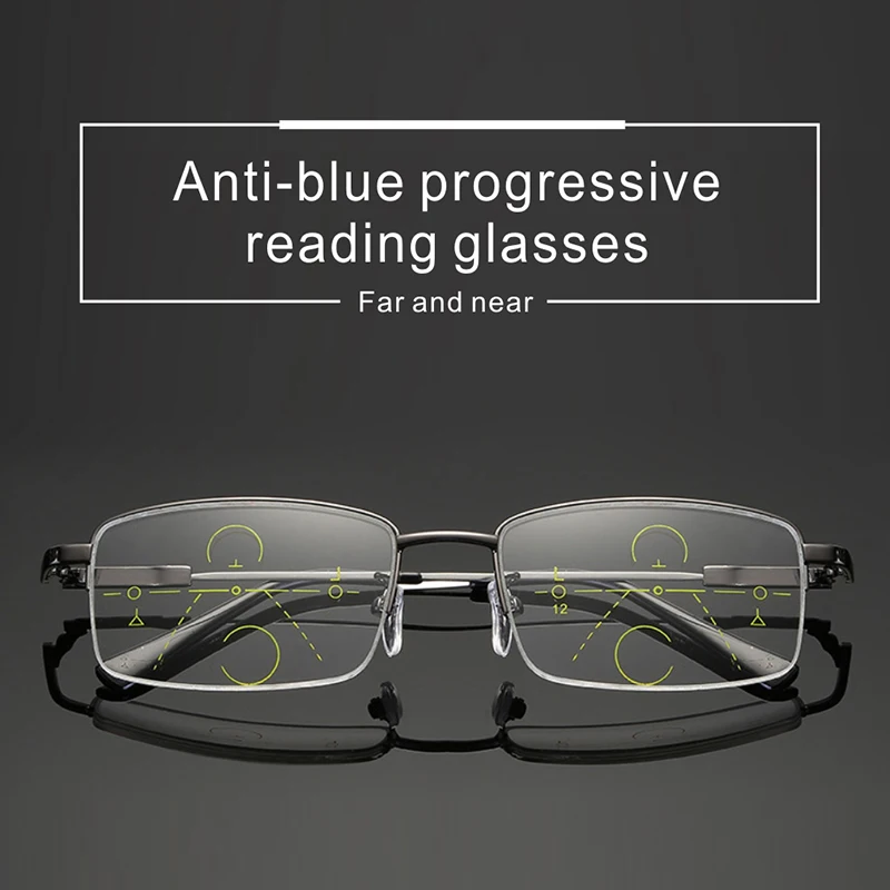 Speicher Titan Photochrome Multifokus Lesebrille Männer Frauen 2024 Progressive Anti-Blue Ray Halbrand Presbyopie Brillen – Detail 9