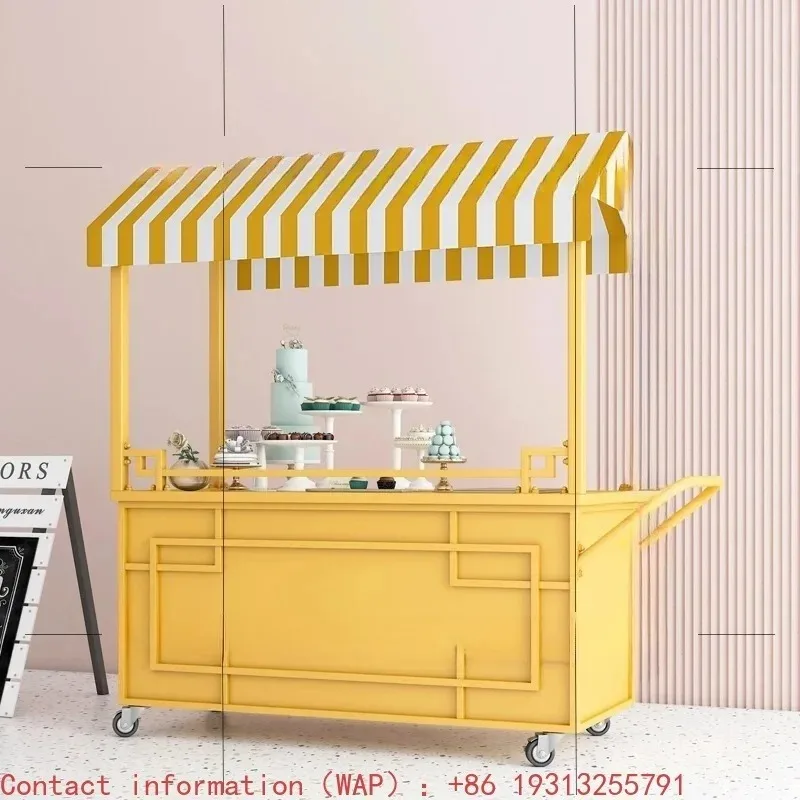 【Factory Price】Stall Trolley, Internet Celebrity Float, Stall Cart, Market Stall Trolley, Outdoor Ice Powder Mobile Sales Cart,