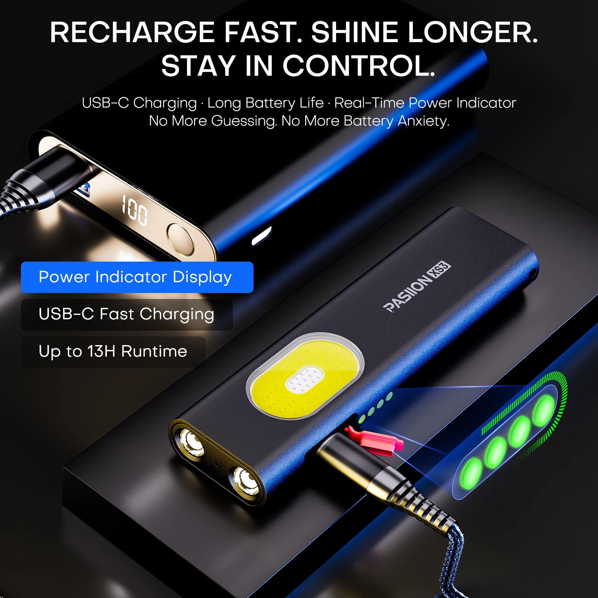 مصباح يدوي EDC مسطح قابل لإعادة الشحن، ضوء فلاش جيب 1000 لومن، 11 وضع إضاءة - مشبك ثنائي الاتجاه، ضوء LED صغير مع الأشعة فوق البنفسجية، Las الأحمر