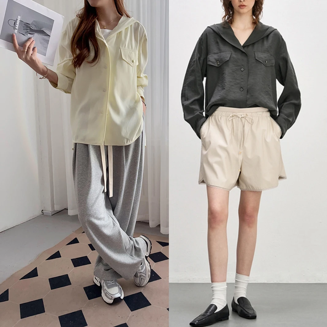 

Selfwill Women's Loose Fit Long Sve irt Spring 2025 Hangman Sle Thin Outerwear Casual Comfortable Advanced Feeling 2 C...