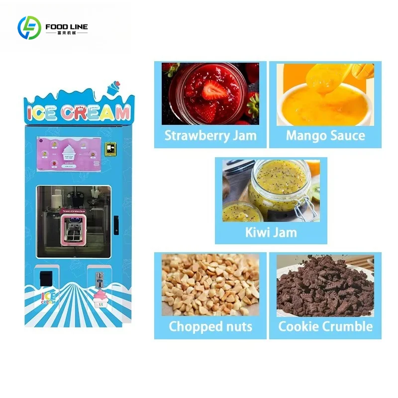 Fast Production Ice Cream Vending Dispenser, 30 Seconds Output, 16+ Flavors Intelligent 24H Machine Suitable for Malls and Parks