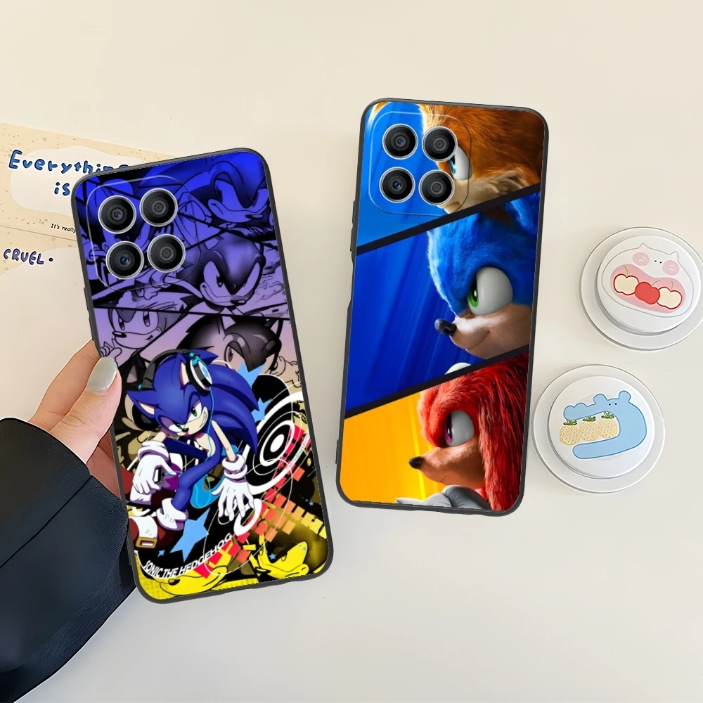 Hedgehog S-Sonic Mobile Cell Phone Case for Huawei Honor 90 80 70 60 50 30 20 10 9 8 7 Pro S SE Lite 5G Black Phone Cover Shell