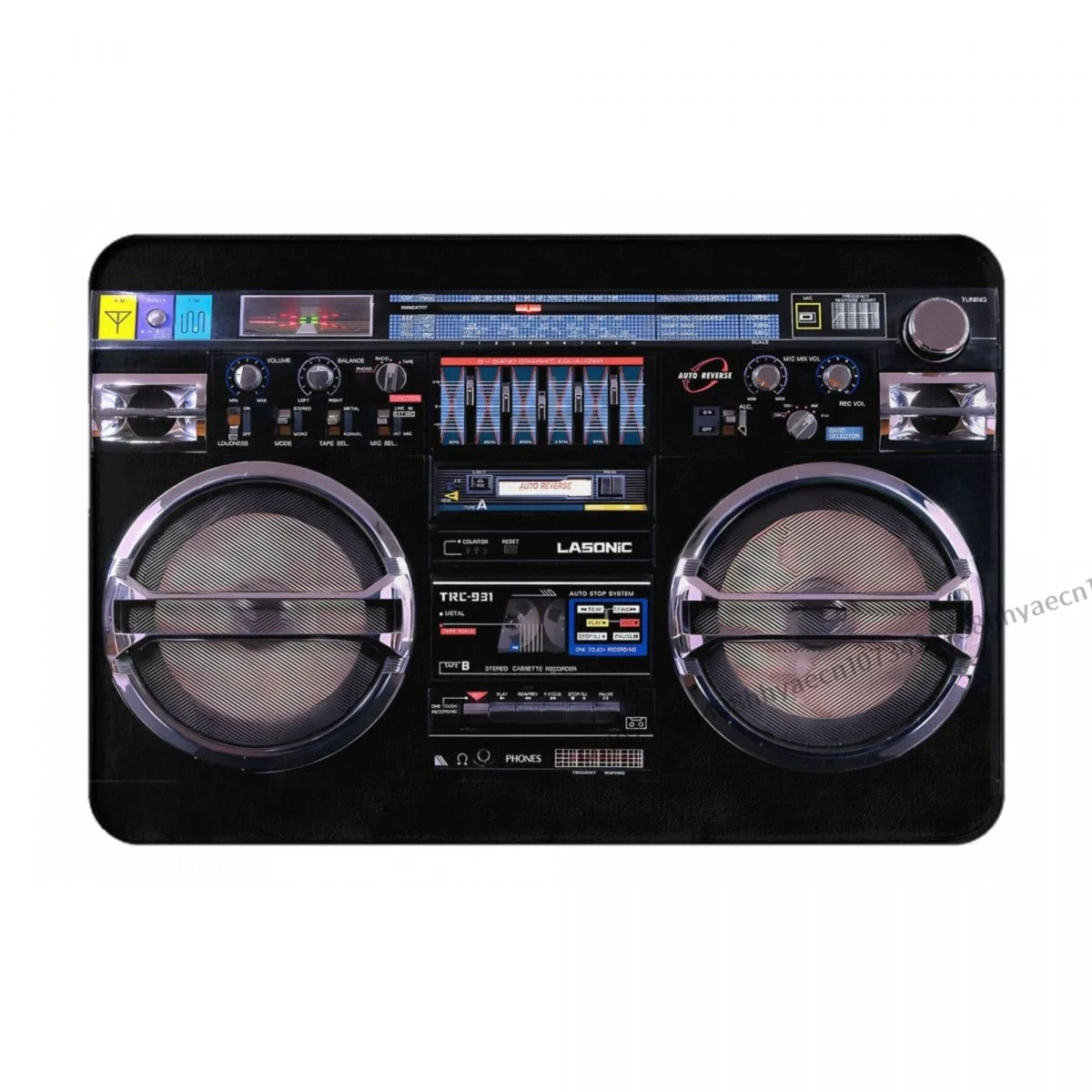 Retro Machines Vintage Bathroom Non-Slip Carpet Classic Black Boombox Flannel Mat Entrance Door Doormat Floor Decor Rug