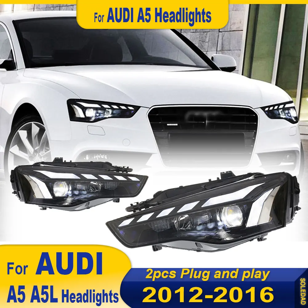 2pcs LED Headlights For Audi A5 2012-2016 Accessories Upgrade Car RS5 Styling A5L Led Front DRL Turn Signal Lights Assembly