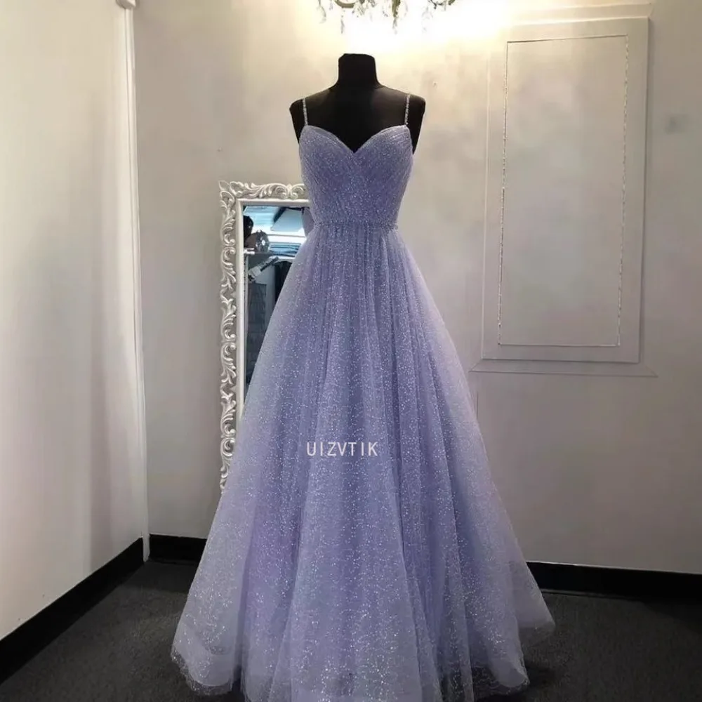 فساتين حفلات فاخرة خفيفة للنساء أشرطة سباغيتي على شكل حرف A فستان حفلات العودة للوطن لامع بأربطة بطول الأرض فساتين حفلات جديدة من Festasين