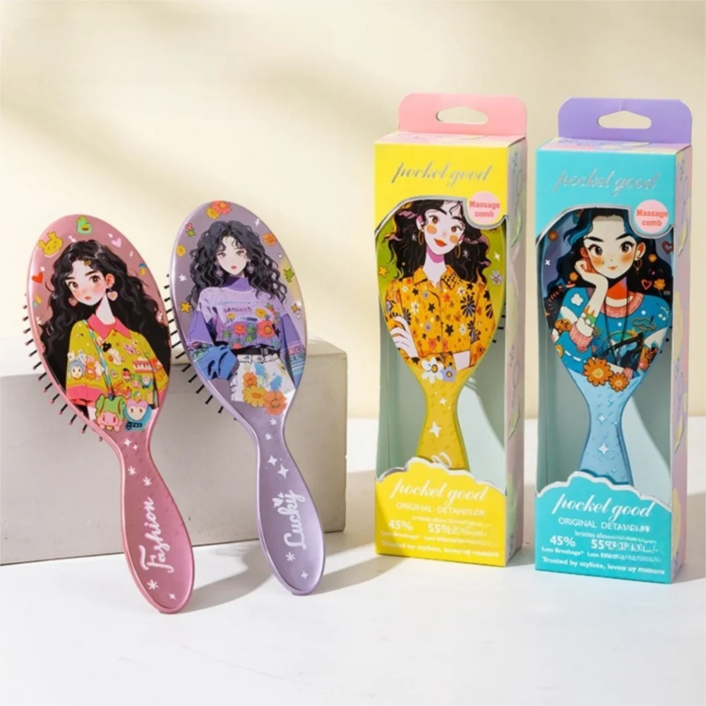 New Cartoon Prints Air Cushion Comb Oval Household Hairdressing Airbag Comb Portable Styling Tool Hair Scalp Massage Comb