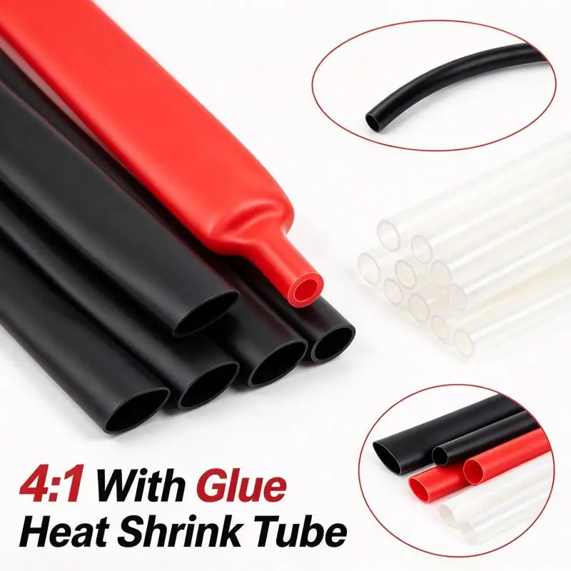 1Pcs With Glue Dual Wall 4/1 Heat Shrink Tube 4/6/8/12/16/20/24/32mm Shrinkable Tubing Adhesive Wrap Wire Sleeve 1/3 Meter