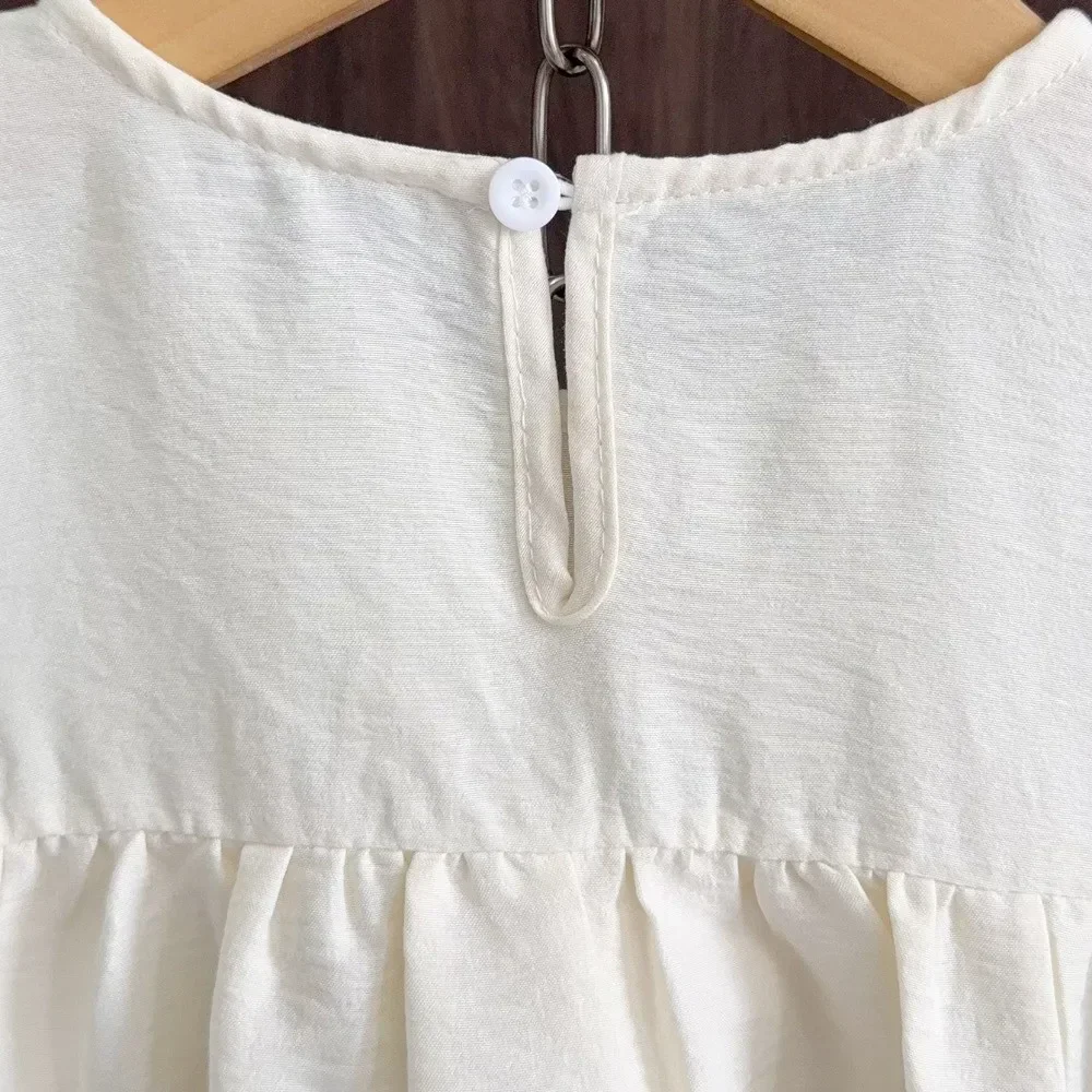 فساتين غير رسمية صيفية للفتيات من الدانتيل بدون أكمام لعام 2025 فستان الأميرات الكوري على الموضة مقسمة 4-7 سنوات ملابس أطفال كتلة الألوان #5