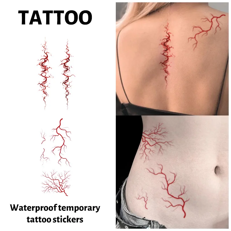 Abstract Line Temporary Tattoo Sticker, Long-lasting and Waterproof, Realistic Fake Tattoos for Man or Women, For Arm, Neck, Leg