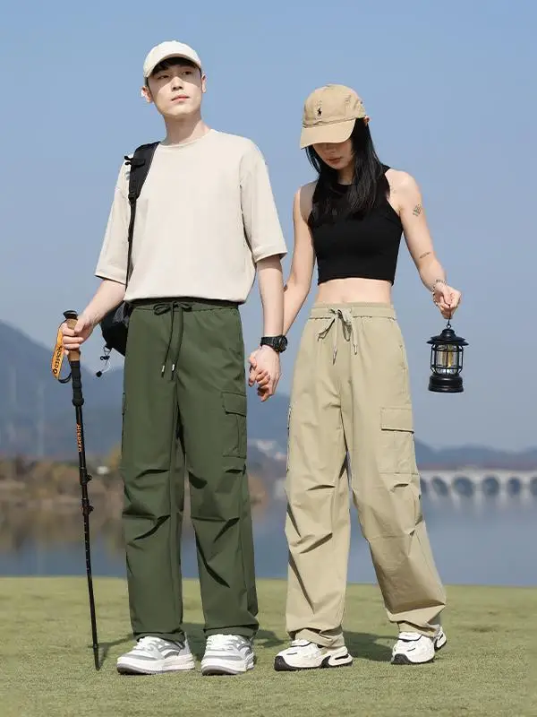 

Outdoor Utili Pants Loose Wide Leg Breathable Moisture ng Couples Sle UV Protection Casual Faion Urban Youth Sprin...