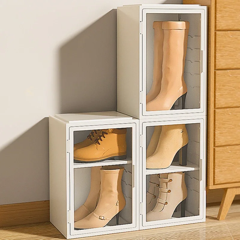 

Transparent Shoe Box Shoes Organizers Plastic Thickened Foldable Dustproof Storage Box Stackable Combined Shoe Cabinet