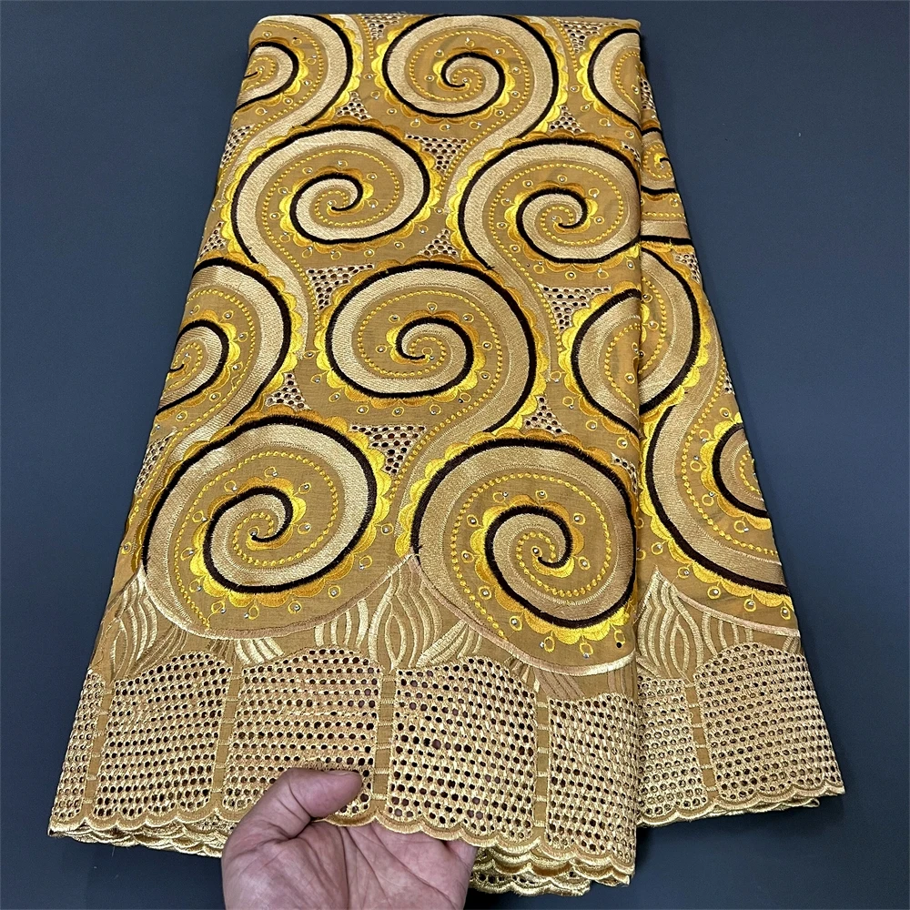 

Африканская нигерийская ткань высокого качества, тюль с вышивкой, чистый хлопок, свадебная вечеринка, дамасский гипюр для платья, блестки, 5 ярдов, PS0014,
