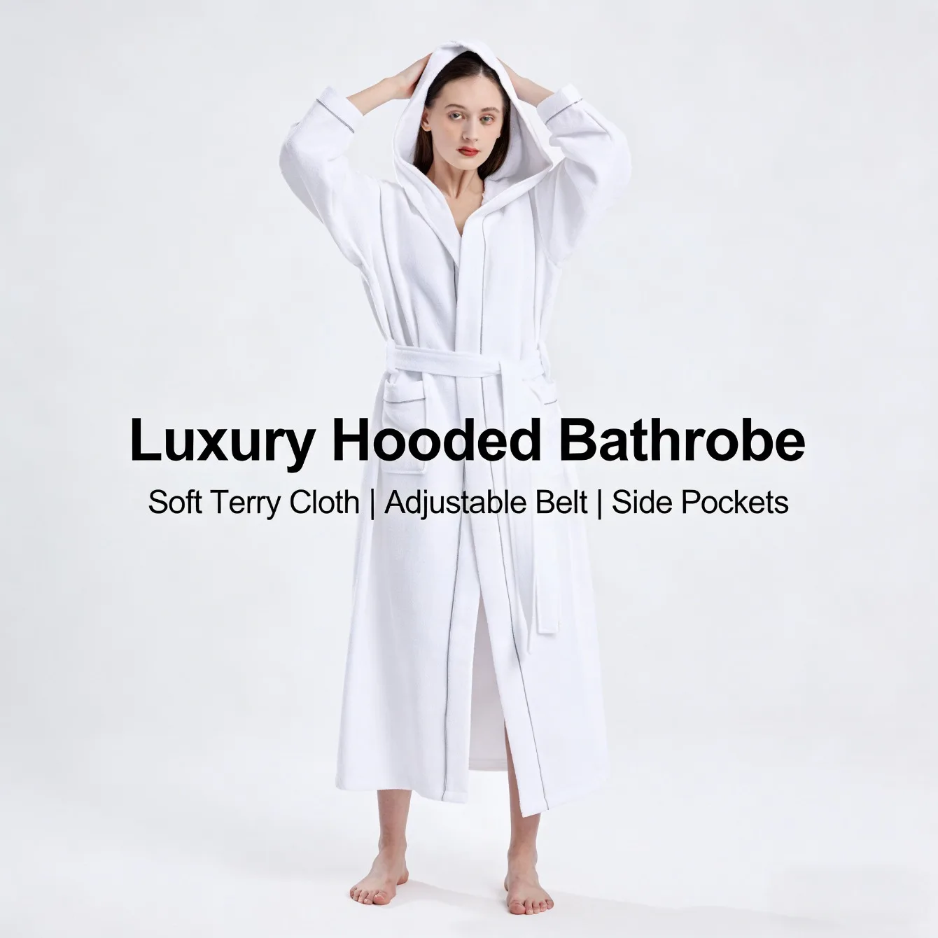 

Extended Length Hotel Bathrobe Quick Dry Soft Fabric Unisex Home Pool Sauna Multiple Sizes Available