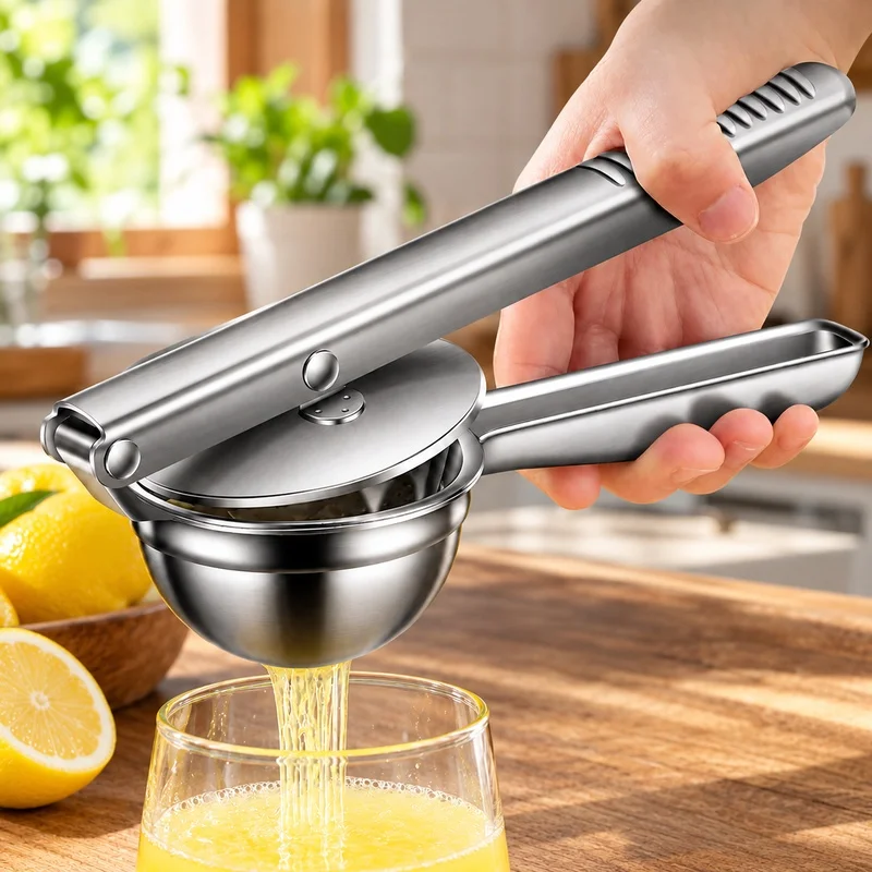 316 Stainless Steel Citrus Press for Lemons and Oranges, Heavy-Duty Handheld Fruit Squeezer, Robust Kitchen Juicing Tool