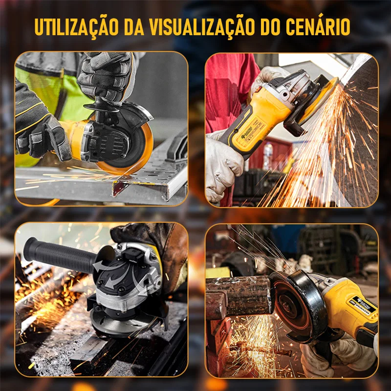 Deusa Elétrica com Cabo Maglev Brushless, Ângulo Recarregável para Dewalt, Bateria 20V, 125mm, DCG406