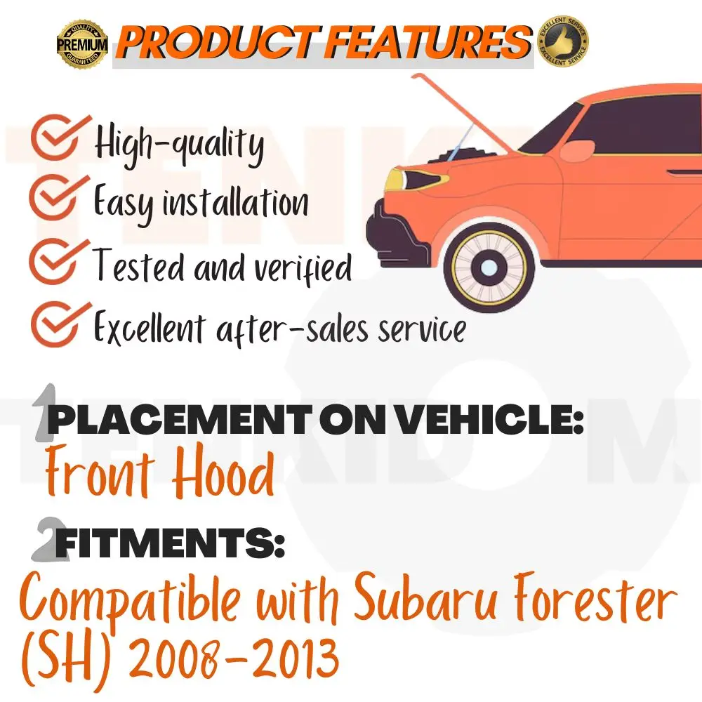 Hood Lift Supports Compatible with Subaru Forester (SH) 2008-2013 Replacement Front Bonnet Gas Struts Dampers Springs Shocks Arm