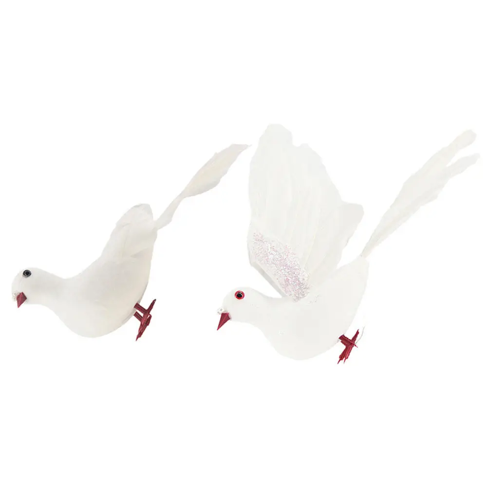 2Pcs Realistic Artificial Dove Decorations Lightweight Foam Plastic Trick Props for Party Performance Garden Outdoor Decor
