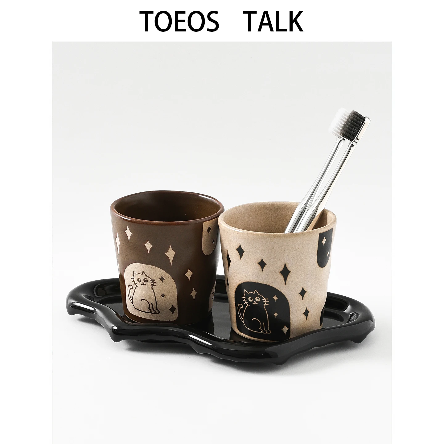 Japanese Style Hand-Painted  Ceramic Toothbrush Set High Aesthetic Couple Brushing Cup Wash Cup Set Creative Home Bathroom...