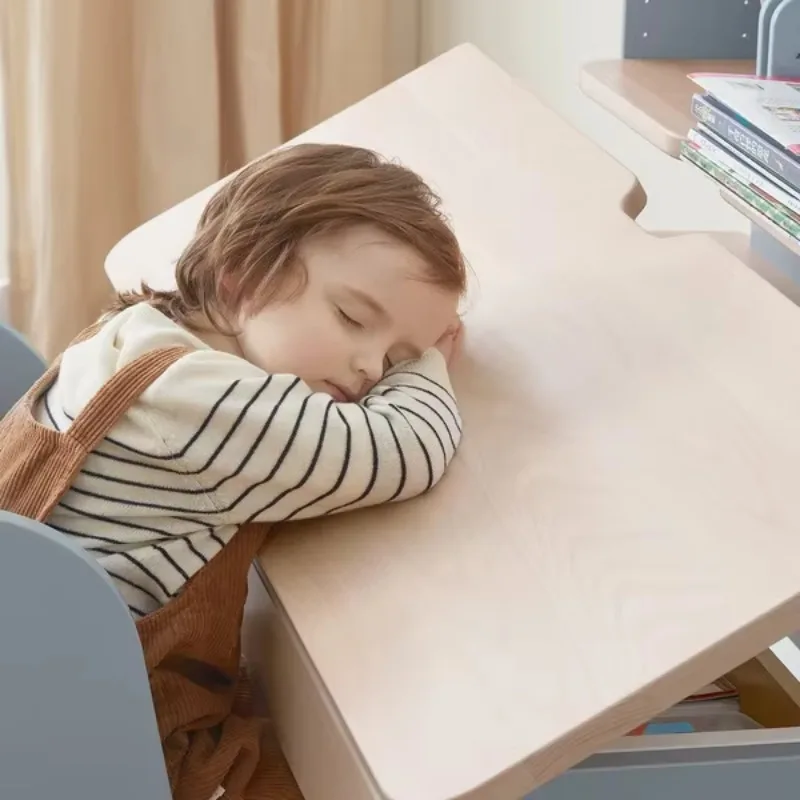 Study Desks and Chairs Modern Wooden Student Wooden Smart Study Desk with Bookshelf Ergonomic Height Adjustable Children