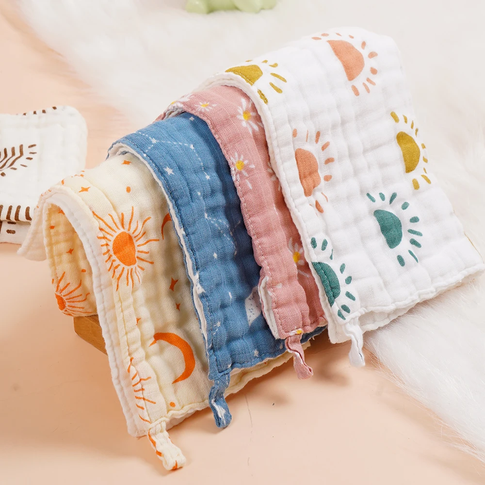 Kangobaby #My Soft Life# 5pcs Set New Fashion Baby Muslin Cotton Face Towel Breathable Newborn Wash Cloth Size 25x25cm