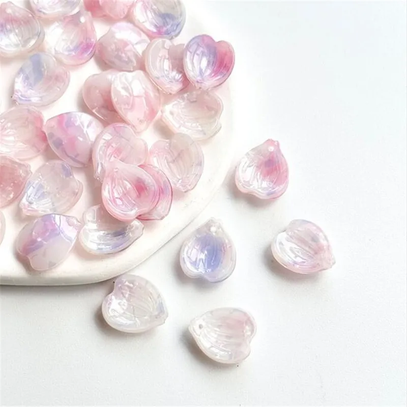 10pcs new Imitation shell resin flower petal beads acetic acid connectors for diy earrings hairpin jewelry making accessories