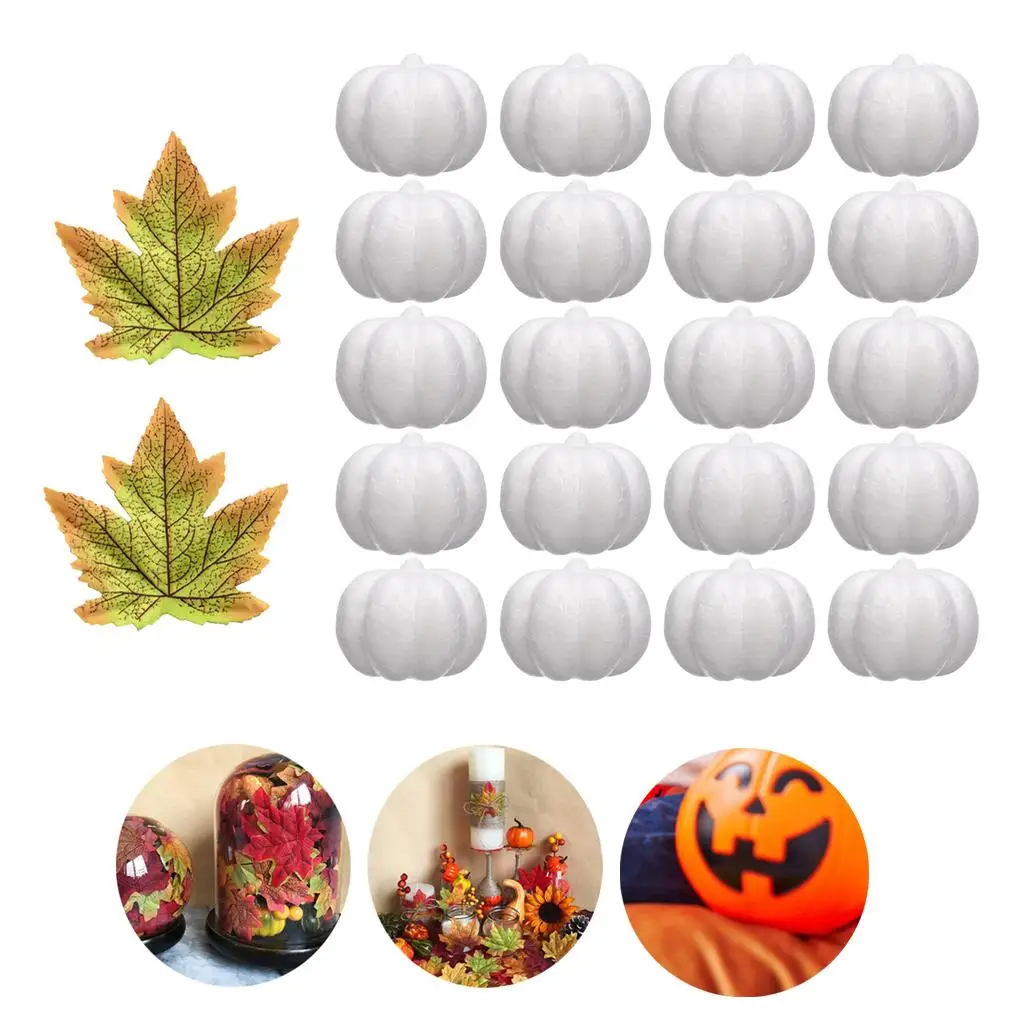 Polystyrene Foam Pumpkins Craft Maple Leaves Autumn Artificial Decor DIY Projects for Party Household Holiday