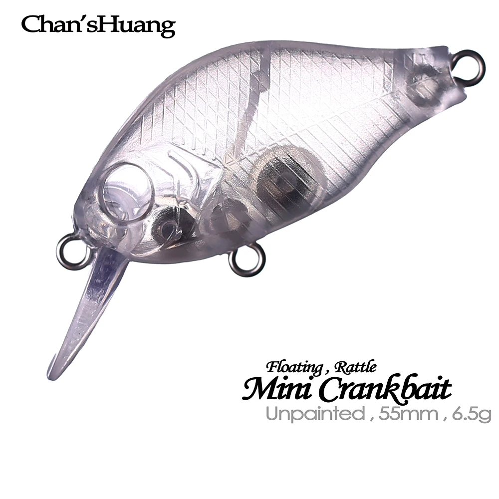 Chan’sHuang 20PCS Unpainted Blank Bait 5.5cm 6.5g Floating Rattle Crankbait DIY Artificial Fishing Lure