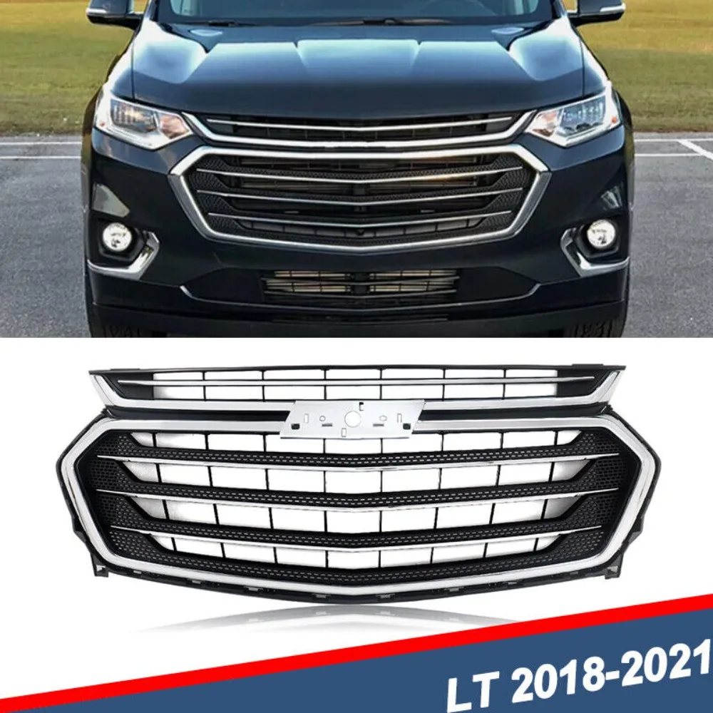 

Fit Chevrolet Traverse 2018 -2021 Front Bumper Upper Grille Grill Chrome Black United States