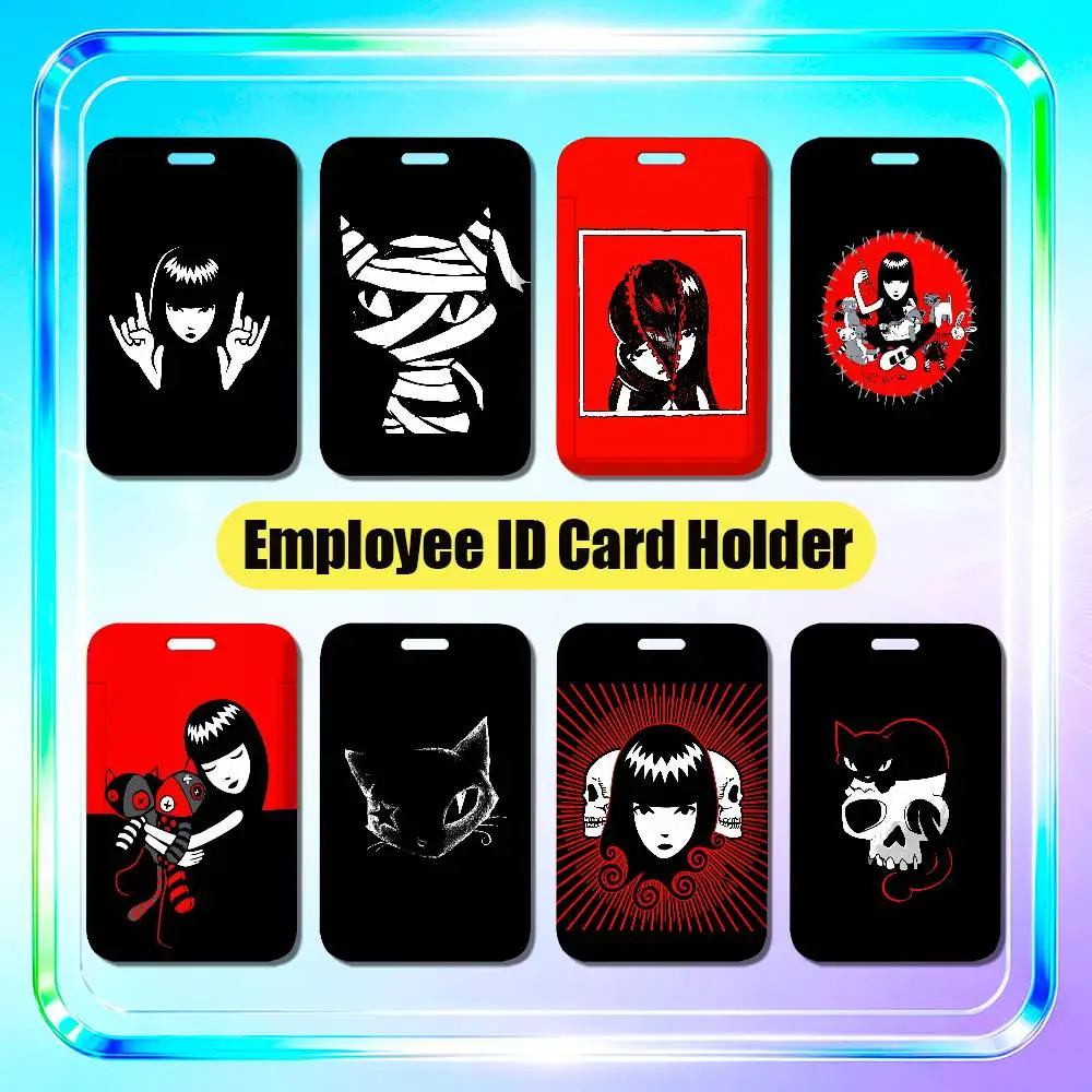For Emily The Strange Employee ID Card Holder Office Student Work Bank Credit Badge Decoration Case