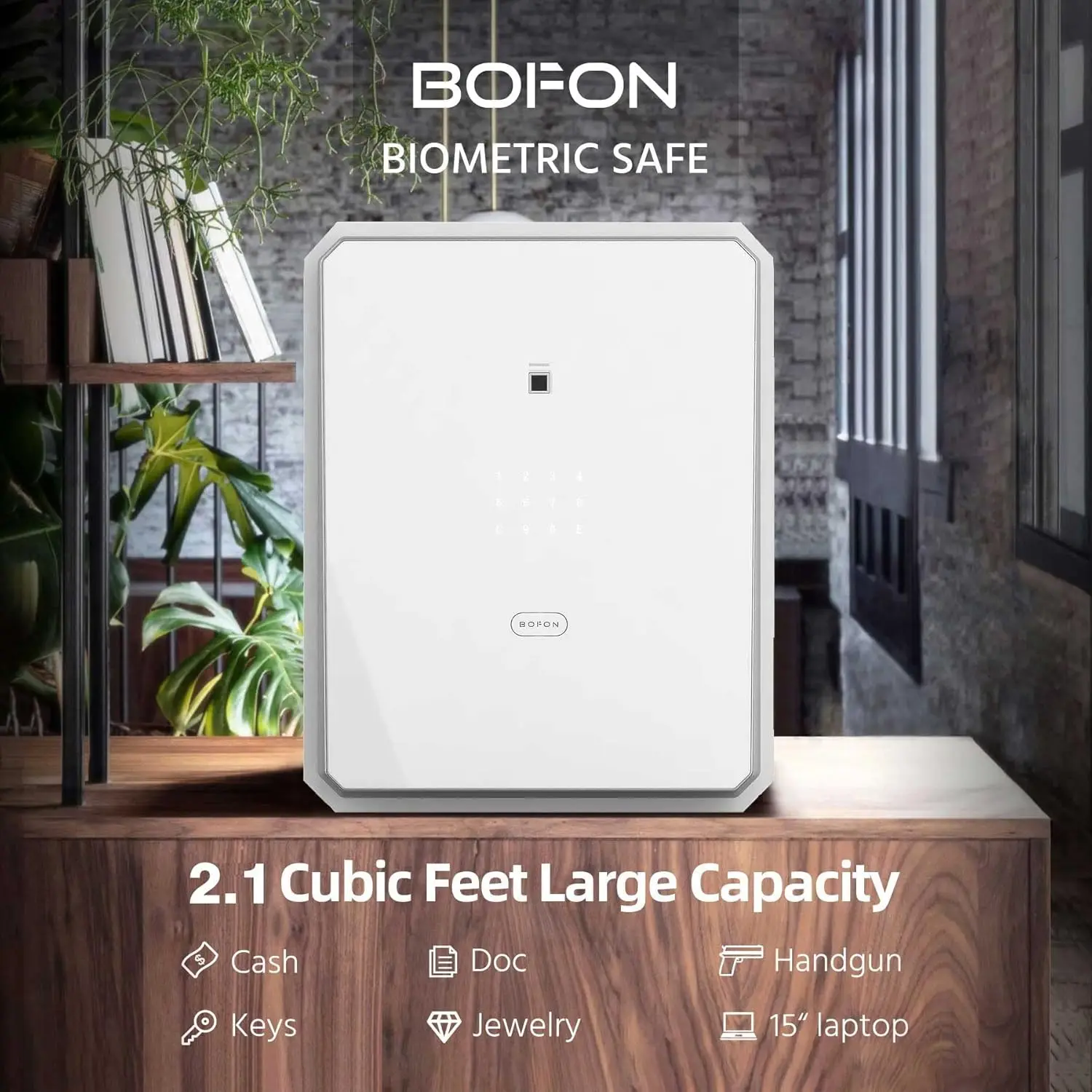 Fingerprint Password Safe Box with Key, Cabinets for Home Offcie,Lock Box,Security Box,Biometric safe,W-series 2.1Cubic feet BOF