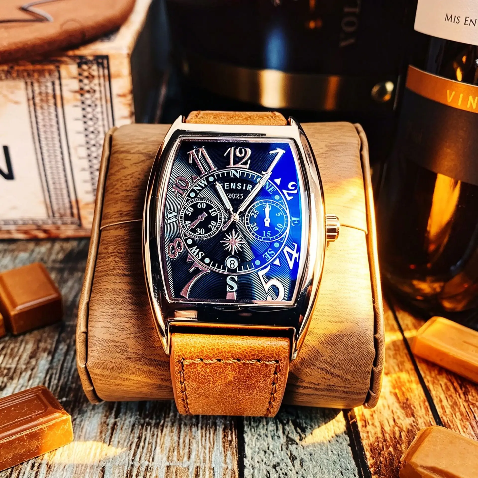 Fenshi Men Square Temperament Quartz Watch Arabic Numeral Markers Roman Numerals Fashion Business Waterproof One Piece Wholesale