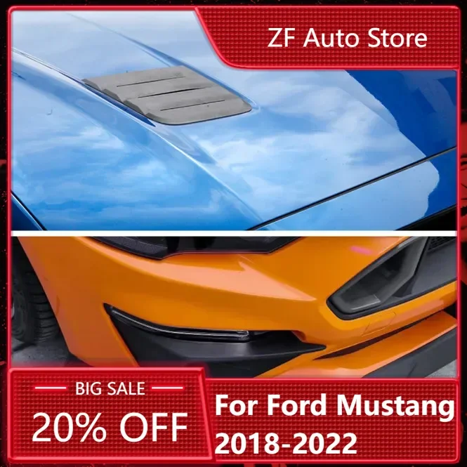 

For Ford Mustang 2018-2022 Front Bonnet Engine Intake Air Vents Louvers Fog Light Winglet Protector Guard Cover Car Accessories