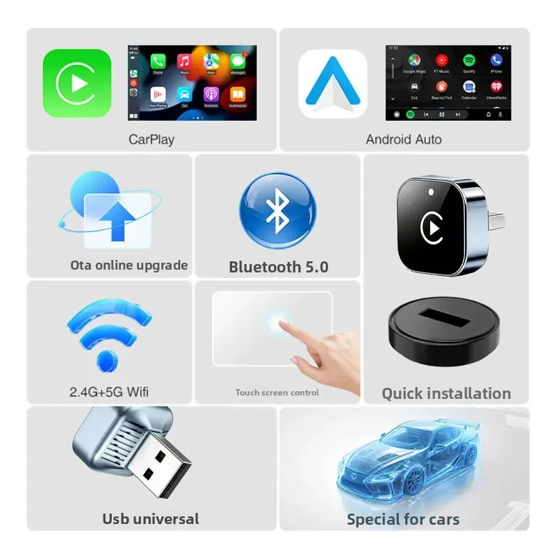 For 2In1 - Machine Interconnection From Wired To Wireless In-Car System Carplay Converter Box