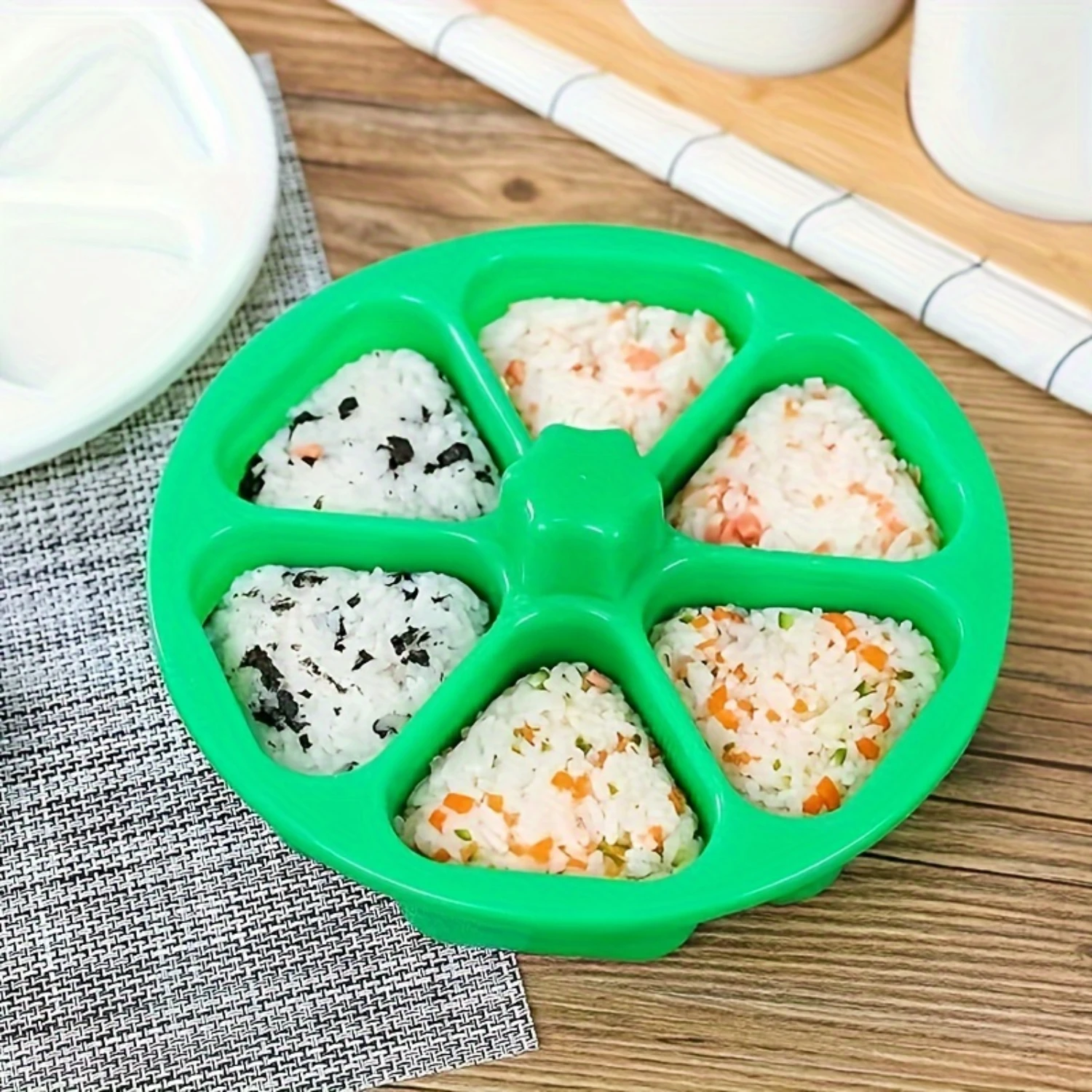 1pc Plastic Sushi Mold, 6-Cavity Rice Ball Bento Pressed Mold for DIY Restaurant Kitchen Supplies Cake baking accessories Bakery