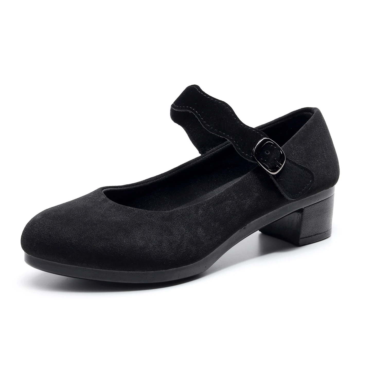 Women's Heels Shoes Women Ballet Heels Shoes Female New Work Office Black Heels Shoes Women Sweet Loafers Fashion Lace Velcro