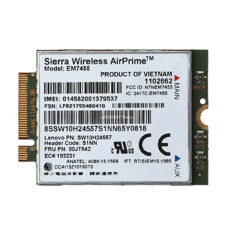 Em7455 4g lte módulo de cartão sem fio, modelo fru: s1nn 00jt542 00jt547 para x260 t460 t460p t460s l460 l560 ioga 260 460