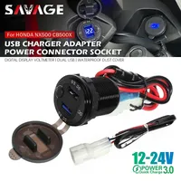 For HONDA NX500 NX400 CB500X CB400X Motorcycle QC3.0 USB Charger 12V Power Outlet Connector Plug Dual USB Socket Cable NX 500
