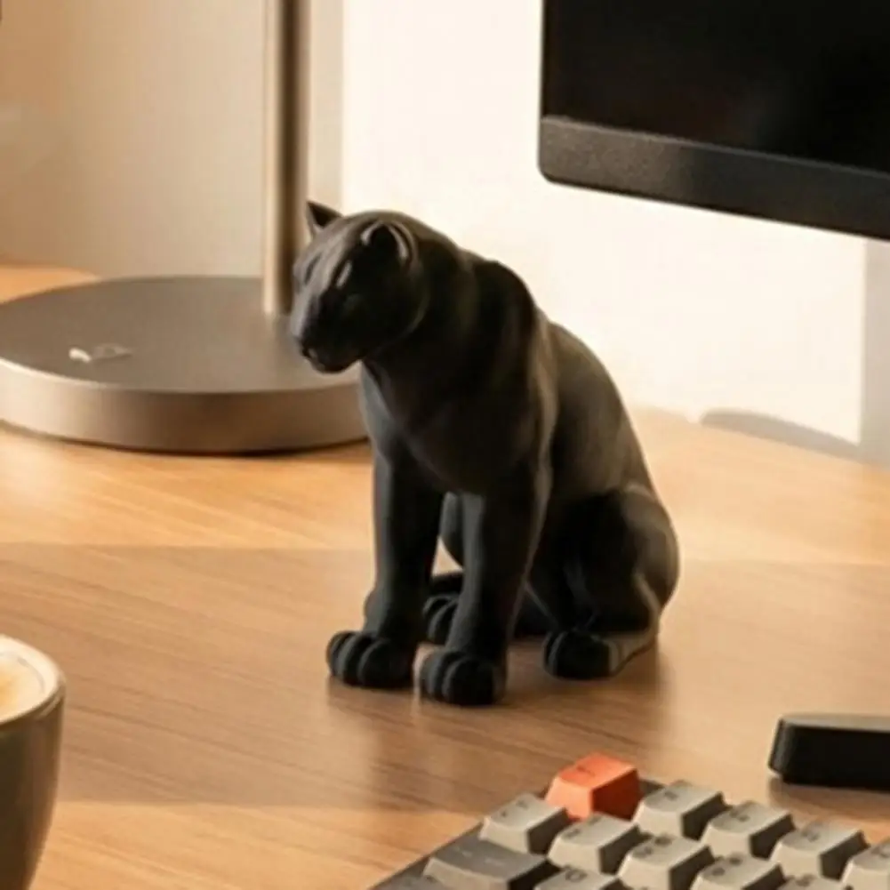 Sleek Panther Ornament Panther Figurine 3D Printed Black White Wildlife Figure Collectible Animal Sculpture for Home Office Desk view 4