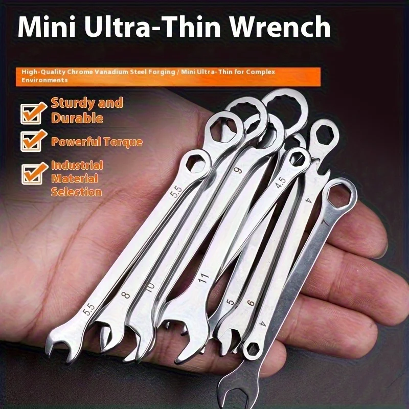 Mini Chrome Vanadium Steel Dual-Use Wrench 4mm-11mm