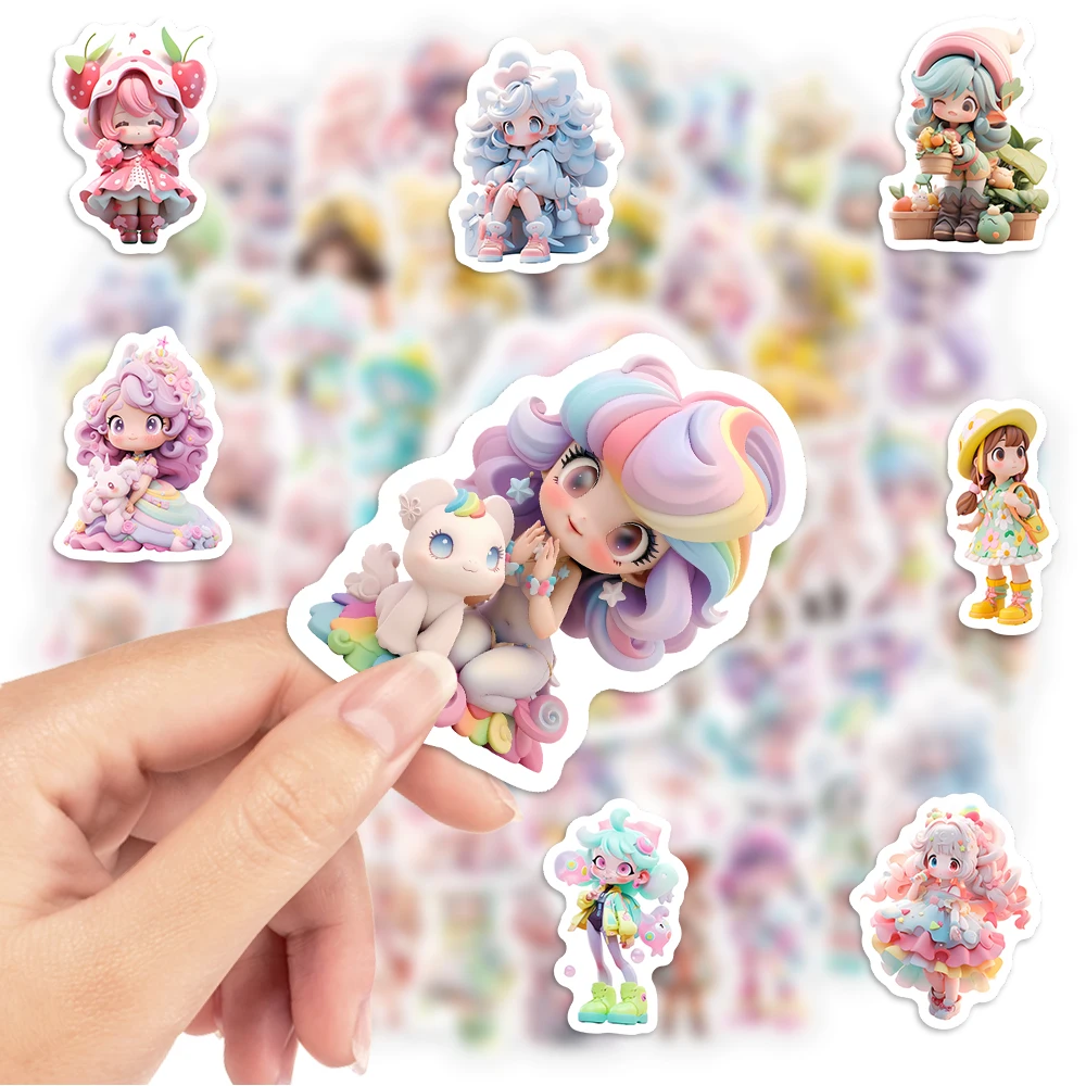 Cute Kawaii Princess Girl Doll Stickers DIY Kids Toy Gift for Phones Laptops Bottles Scrapbooking Luggage Decorative Waterproof