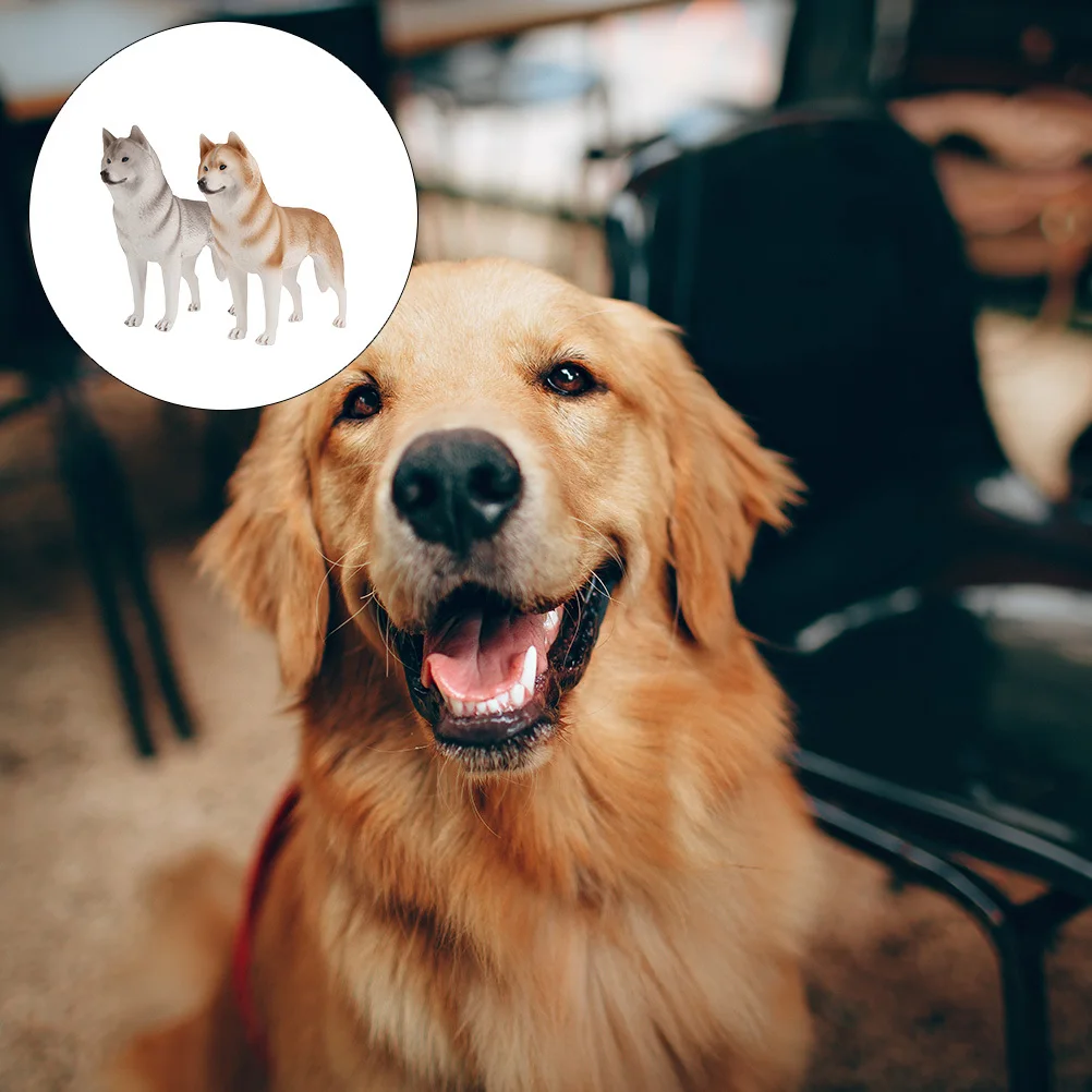 2 قطعة كلب سطح المكتب زخرفة مقلد أجش الزخرفية غرامة الحرفية الحيوان النحت الأطفال التعليمية هدية