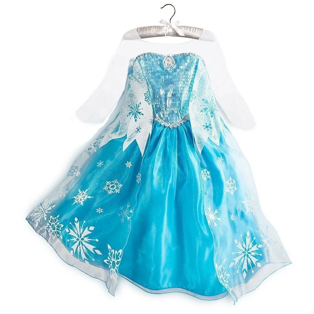 Girls Ice Snow Princess Cosplay Dress with Long Cloak Kids Outfit for Halloween Carnival Birthday Theme Party Role‑Play Dress‑Up
