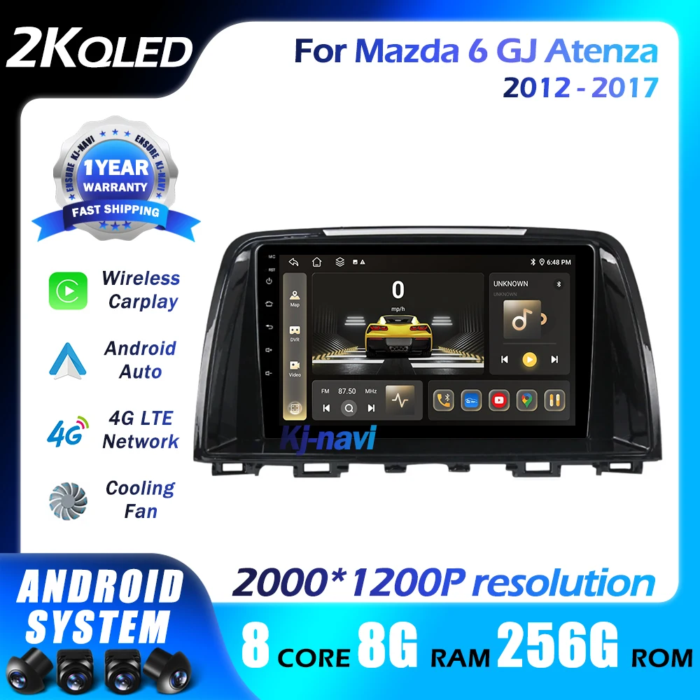 

Android 14 Car Radio For Mazda 6 GJ Atenza 2012 - 2017 Multimedia Navigation Player CarPlay Unit No DVD QLED 5GWIFI DSP 4G