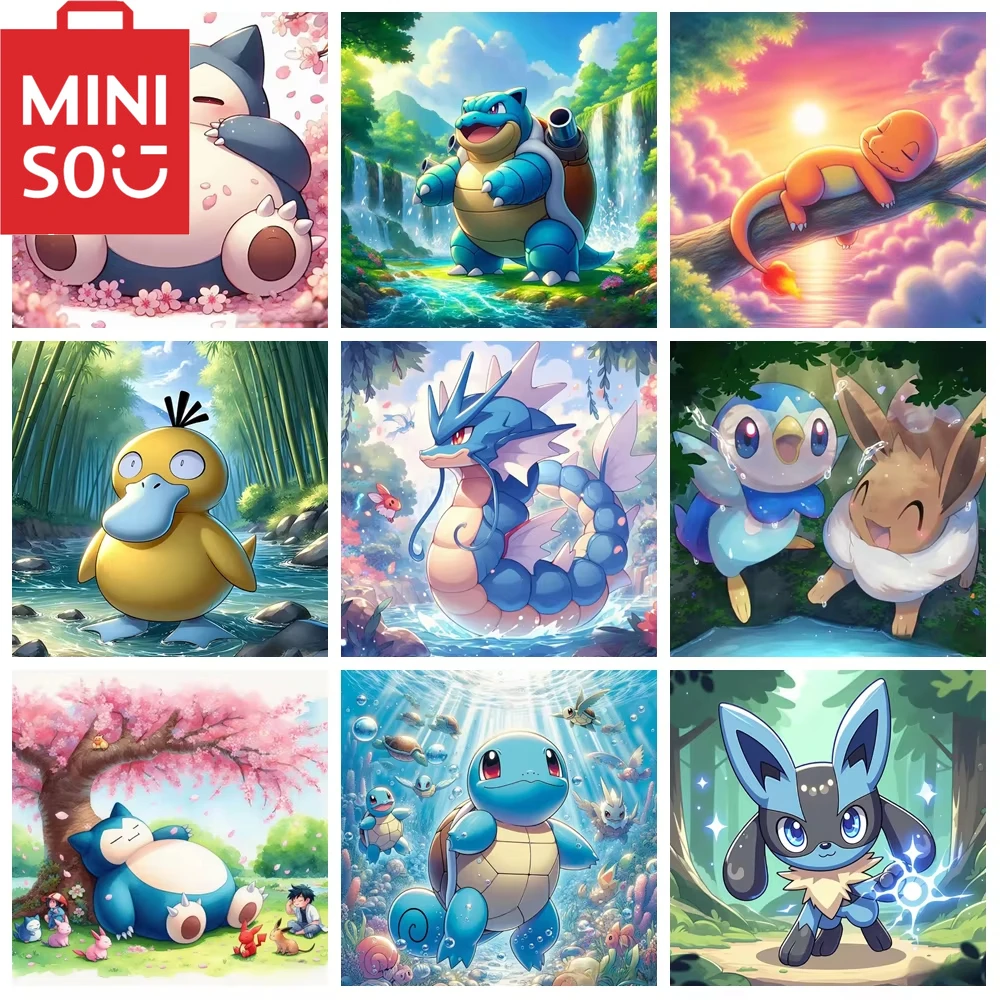 

MINISO DIY Oil Painting By Number Pokémon Anime Dragon Home Decoration Wall Living Room Decor Best Gift Frameelss