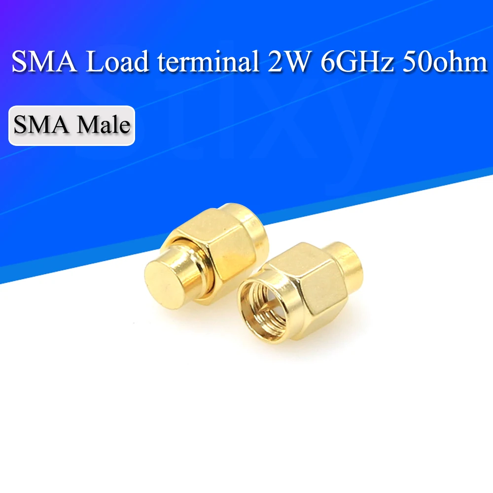 2pcs 2W 6GHz 50 ohm SMA Male RF Coaxial Termination Dummy Load Gold Plated Cap Connectors Accessories