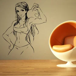 Gym Wall Decal Bodybuilder Gym Fitness Coach Sport Muscles Woman Wall Sticker for Gym Decoraton Design Vinyl Art Mural A257