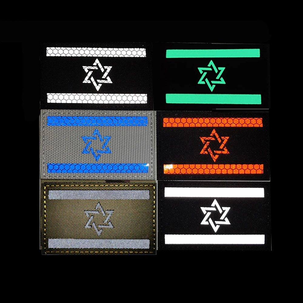 Israel  Patches Embroidery PVC Reflective Tactical Logo Armband For Army Night Tactics High Quality Clothing Hat patch Stick